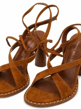 Tamara Mellon Terra Tan Suede Block Heel Sandals